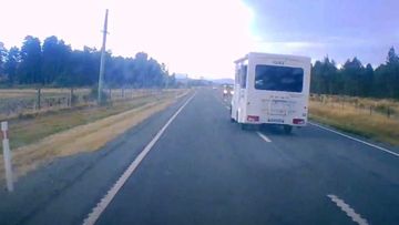 The campervan overtook into oncoming traffic causing drivers to break.