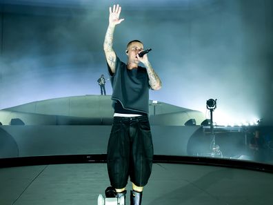 Justin Bieber performs at the Coachella Stage during the 2026 Coachella Valley Music and Arts Festival at Empire Polo Club on April 11, 2026 in Indio, California.