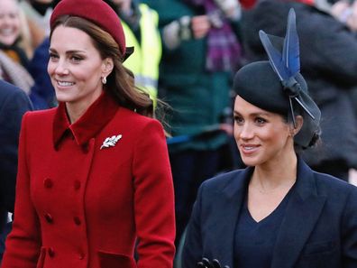 Kate Middleton Duchess of Cambridge, Meghan Markle Duchess of Sussex Sandringham 2018