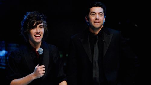 James Mathison and Matt Corby at the Australian Idol grand final in 2007. (AAP)