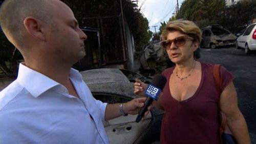 Lea Olympiou were forced to wait for hours in the sea as the fires burned. Picture: 9NEWS