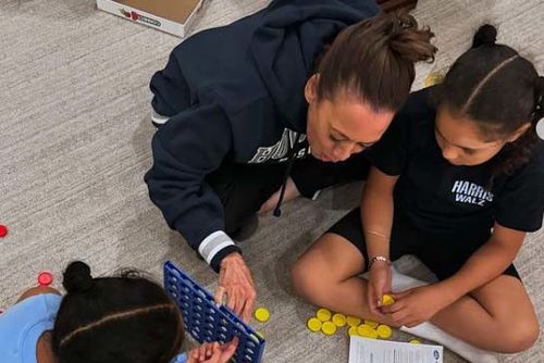 Vice President Kamala Harris was pictured relaxing with her family and enjoying a glass of wine after losing the US election to Donald Trump.