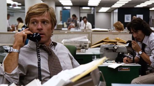 Robert Redford playing Bob Woodward in 'All The President's Men'.