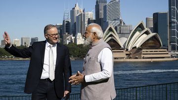 POOL Prime Minister Anthony Albanese and Indian Prime Minister Narendra Modi at Admiralty House in Sydney. May 24, 2023 