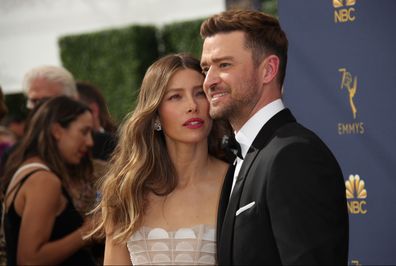 Jessica Biel and Justin Timberlake attend the Emmy Awards in 2018.