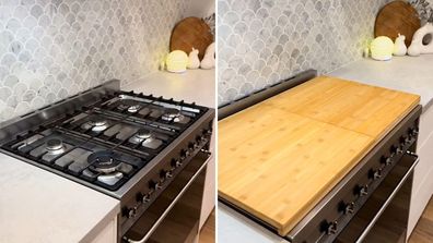 Ikea chopping board hack to make extra bench space