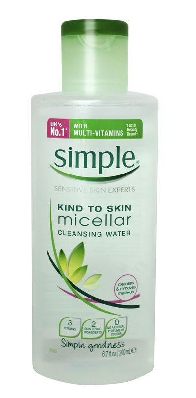 <a href="http://www.simpleskincare.com.au/" target="_blank">Simple Skincare Micellar Cleansing Water, $9.99.</a>