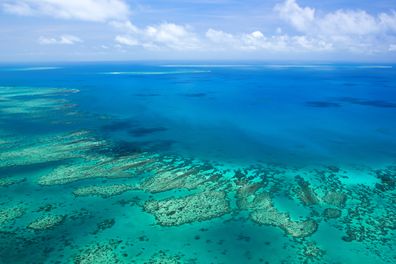 Aerial view of a great barrier reef