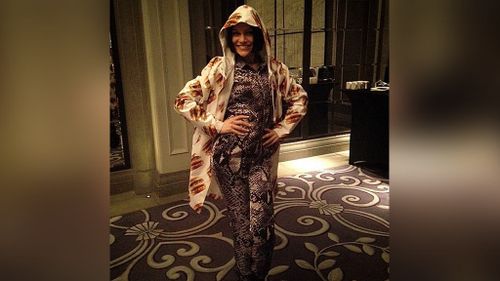 Jessie J wearing the Big Mac raincoat. (Instagram)
