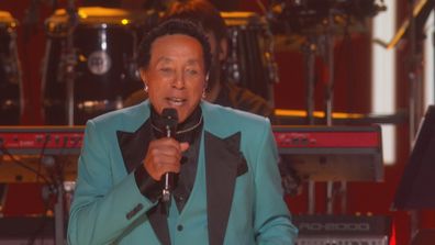 Smokey Robinson performs at the 2023 Grammy Awards.