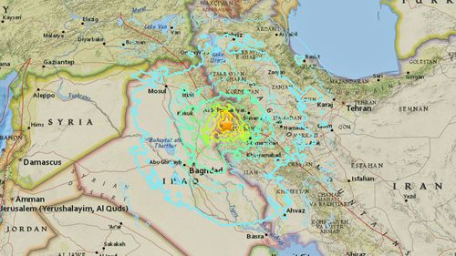 The magnitude-7.3 earthquake was felt in Israel and Turkey over 1,000km away. (US Geological Survey)