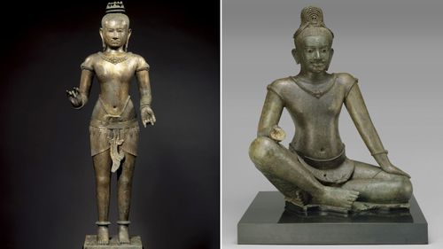 The sculptures known as 'Standing Shiva' and 'The Bodhisattva Avalokiteshvara Seated in Royal Ease' will be returned to Cambodia.