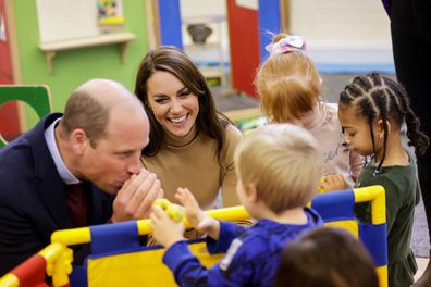 Prince William, Prince of Wales and Catherine, Princess of Wales play with Modelling Dough with children in the Nursery during a visit to The Rainbow Centre on November 03, 2022 in Scarborough, England.  