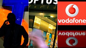 Telstra, Optus and Vodafone logos