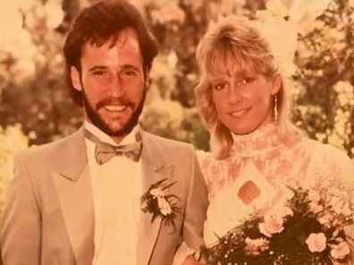 Wedding portrait of Pat Trenkle and husband Chris from 35 years ago.