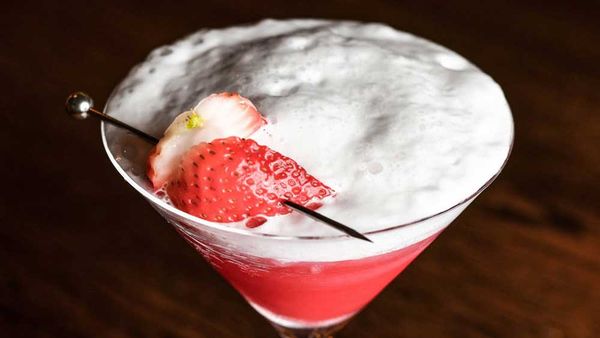 Champagne and strawberry cocktail
