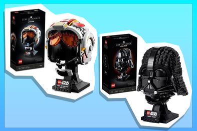 LEGO Star Wars Luke Skywalker Red 5 Helmet Set, Buildable Collection Display Model, and Star Wars Darth Vader Helmet