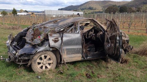 Cooper Ratten was in this car when it rolled in Yarra Glen. (9NEWS)