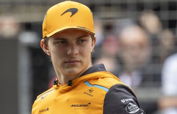 Oscar Piastri of Australia and McLaren reacts  from the drivers parade prior to the F1 Grand Prix of China at Shanghai International Circuit on April 21, 2024 in Shanghai, China.(Photo by Edmund So/Eurasia Sport Images/Getty Images)