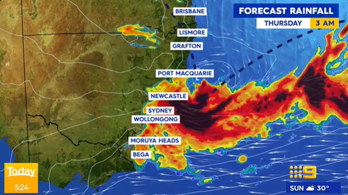 The east coast low swirling of Sydney and the NSW coast will last for several days.