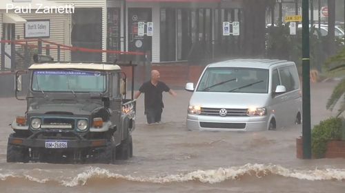 Vehicles were left stopped in their tracks during the drenching of rain. 