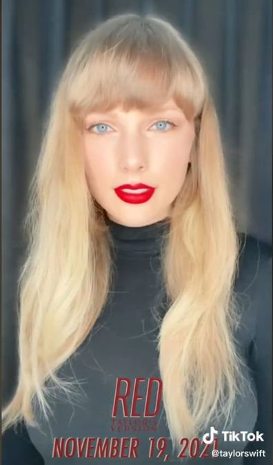 Taylor Swift promotes her upcoming re-recorded album Red in first TikTok video