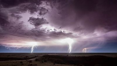 Rural NSW lit up by lightning