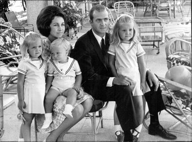 Juan Carlos and Sofia before they were king and queen with their children Elena, Sofia and Felipe in 1969.