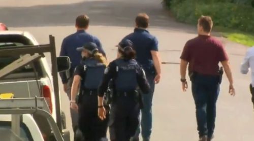 Dozens of officers swarmed the streets of Taringa today. (9NEWS)