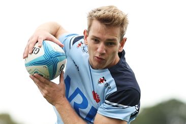 Max Jorgensen takes part in a Waratahs training session during a Rugby Australia media opportunity at NSW Rugby.