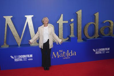 Emma Thompson poses for photographers upon arrival for the premiere of the film 'Roald Dahl's Matilda The Musical' on the opening evening of the 2022 London Film Festival in London, Wednesday, Oct. 5, 2022