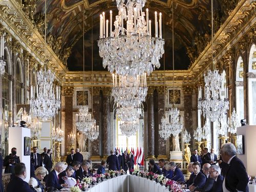 European Union leaders attend an informal summit of EU leaders at the Chateau de Versailles in Versailles, west of Paris, Friday March 11, 2022. 