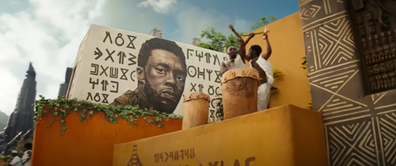 Tribute to the late Chadwick Boseman in Black Panther: Wakanda Forever.