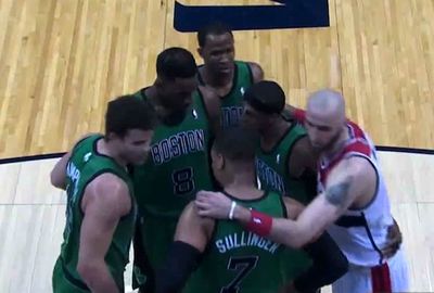 <b>It's not easy for a man measuring in at 211cm to be inconspicuous, but Wizards centre Marcin Gortat pulled it off in joining the opposition huddle during an NBA match. </b><br/><br/>Footage of the NBA match between Boston and Washington shows the giant Pole casually lean on two Celtics players in the opposition team's huddle before getting back into position for the free throw. <br/><br/>The Celtics have struggled this season but perhaps the biggest indictment on the team is the fact that none of them even reacted to the intruder. <br/><br/>However, not all the NBA's huddle sneaks are as successful as Gortat, as these videos show.
