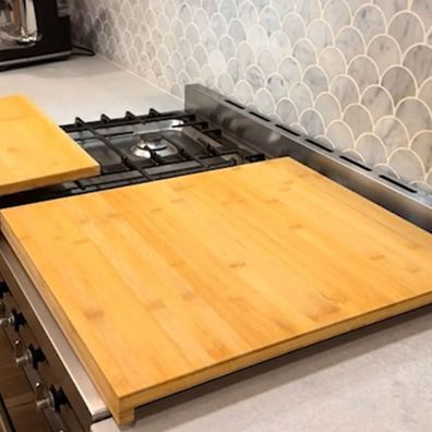 Ikea chopping board hack to make extra bench space