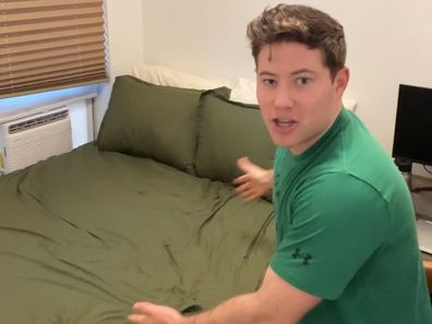 Making bed from inside out