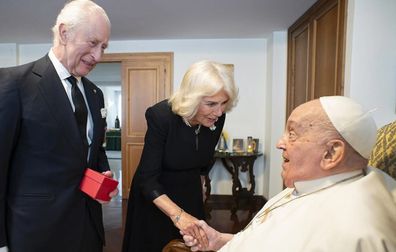 King Charles and Queen Camilla meet with Pope Francis