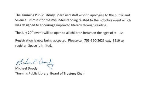 The library changed their policy to allow girls into the club two days after the petition was started. (Facebook)