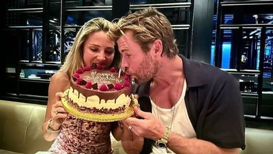 Chris Hemsworth and Elsa Pataky celebrating the actress' 47th birthday.