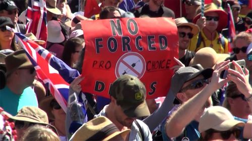 Anti-vaccine protesters have been demonstrating in Canberra for several weeks.