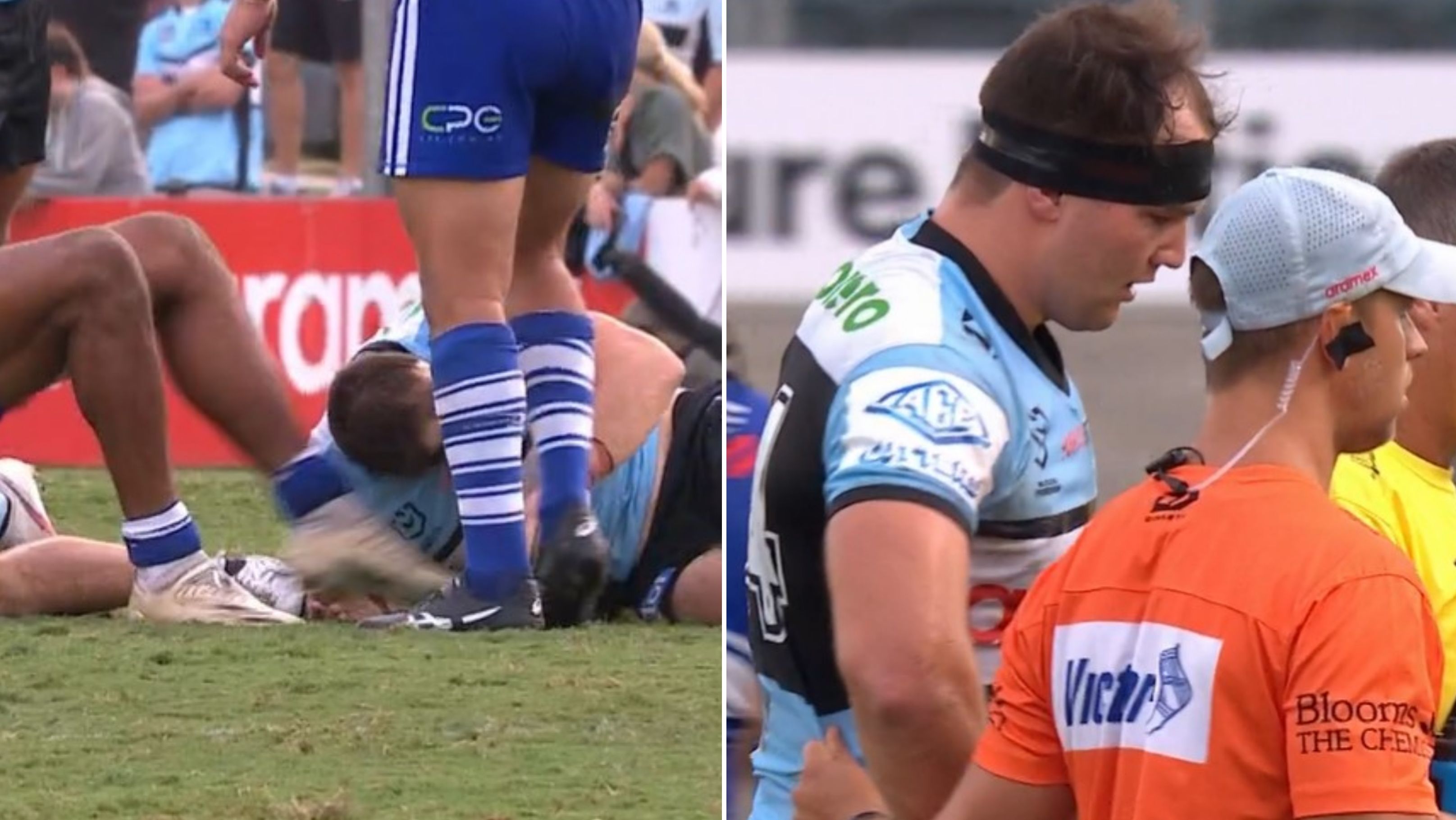 Tom Hazelton was concussed by a Jayden Okunbor boot to the head.