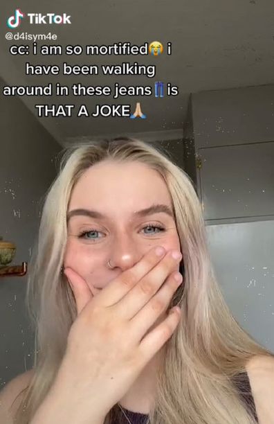 Woman shares mortifying wardrobe  malfunction on TikTok jean 