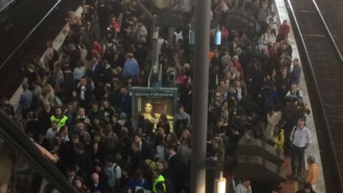 Crowds building at Southern Cross Station this evening.