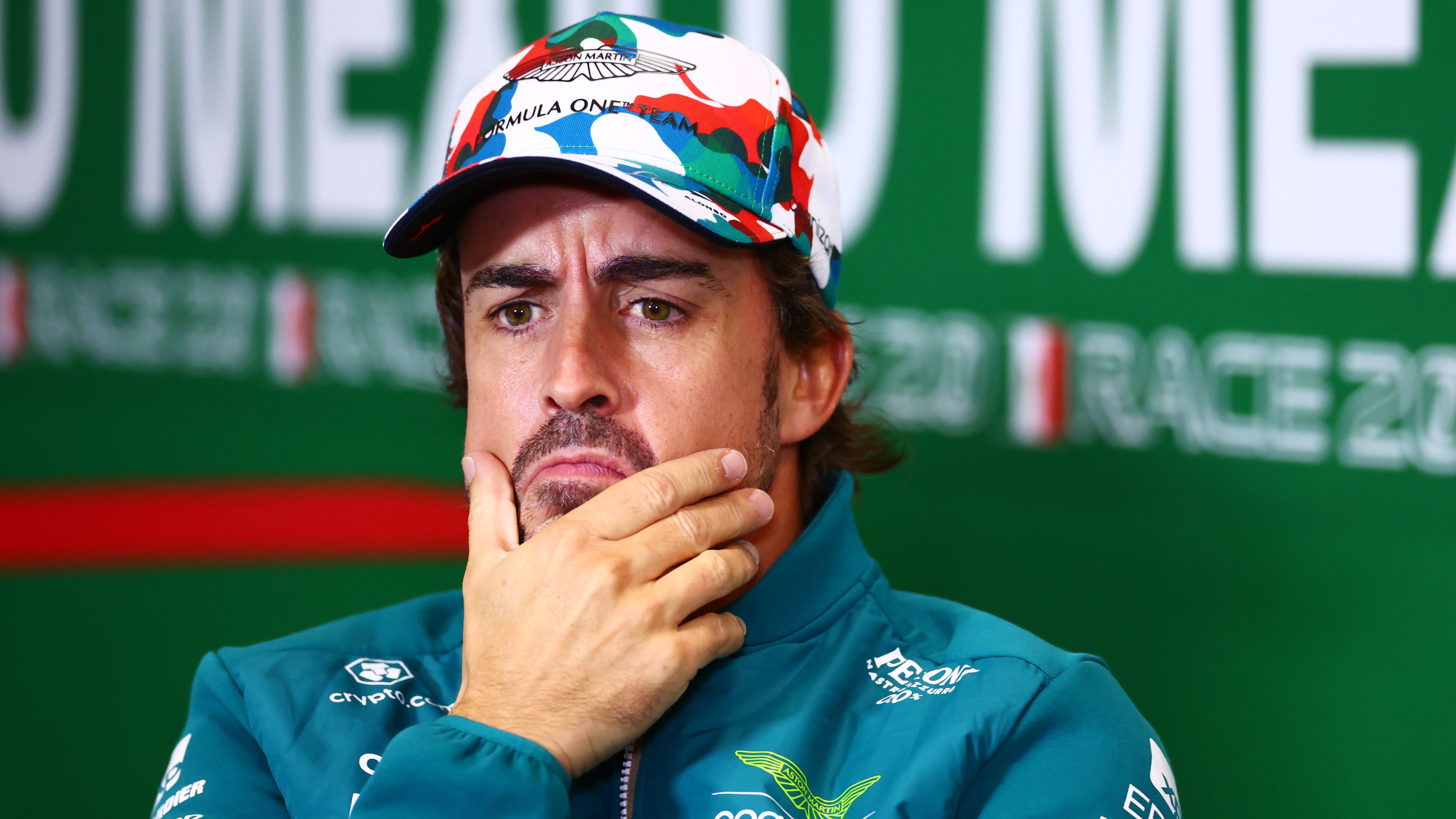 Fernando Alonso at a drivers press conference.