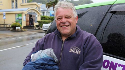 Brendan Paterson pictured in Whakatāne on January 18 after Hayden Marshall-Inman plucked him and his son from the sea.