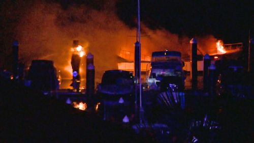 A yacht caught fire early this morning at a marina in Sydney's south.