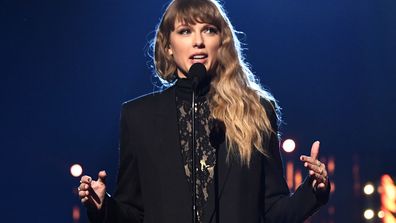 Taylor Swift speaks onstage during the 36th Annual Rock & Roll Hall Of Fame Induction Ceremony at Rocket Mortgage Fieldhouse on October 30, 2021 in Cleveland, Ohio. 