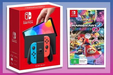 9PR: Nintendo Switch Console OLED Model, Neon and Mario Kart 8 Deluxe Bundle