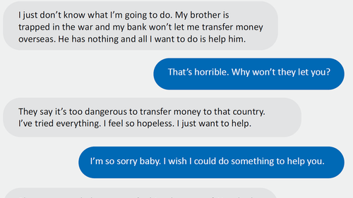 L'AFP a publié un exemple de conversation qui pourrait indiquer une escroquerie à l'argent. 
