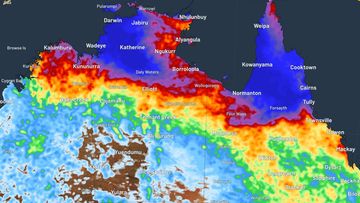 How rainfall in the Northern Territory and Far North Queensland could look by Tuesday January 16, if a tropical cyclone develops.